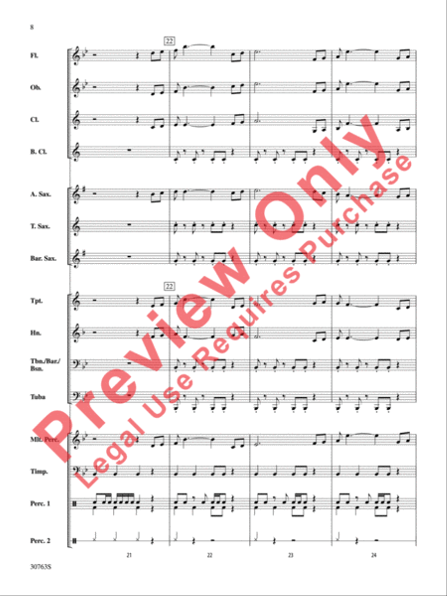 Raiders March (score only) Concert Band scores gallery preview page 9