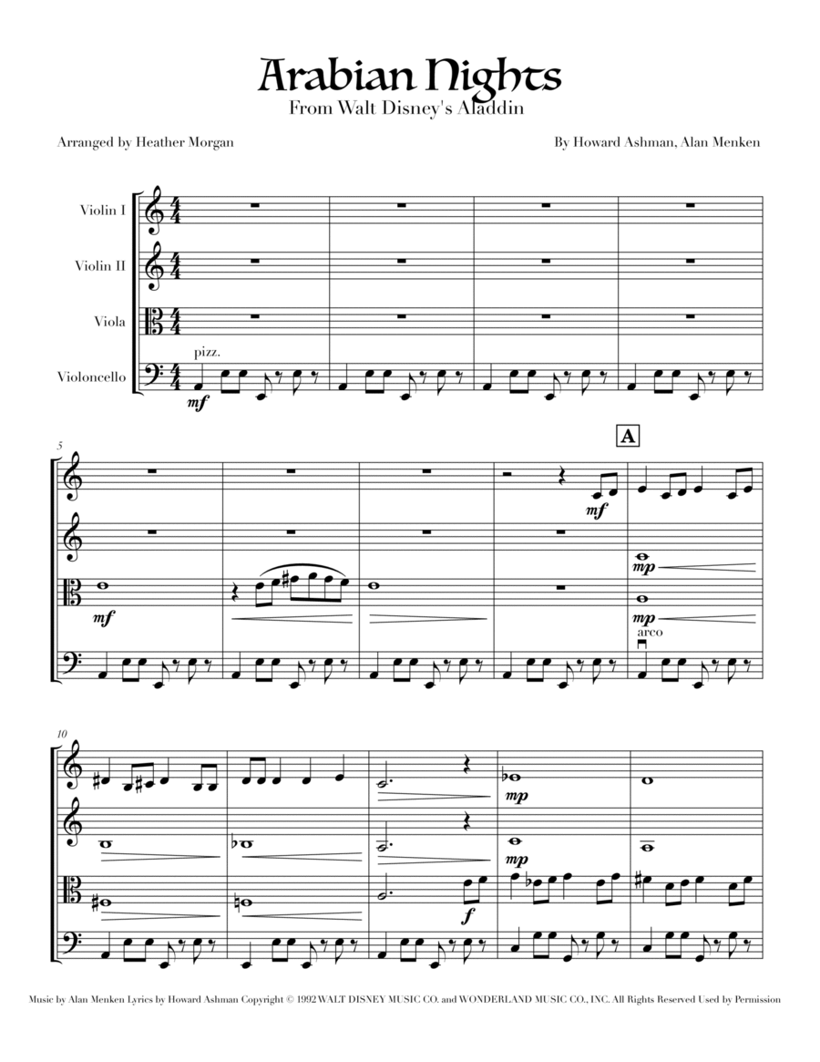Arabian Nights (reprise) String Quartet scores gallery preview page 1