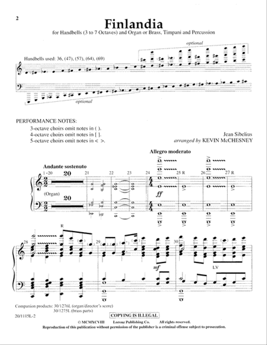 Finlandia Handbell Choir scores gallery preview page 2