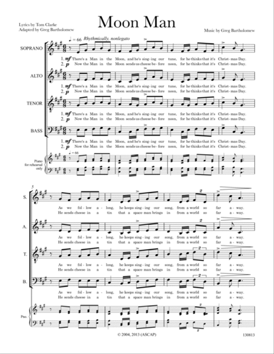 Moon Man (SATB) 4-Part scores gallery preview page 3