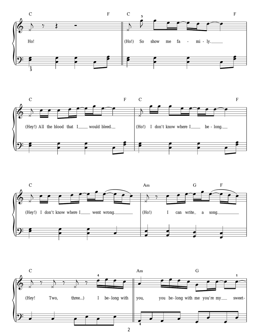 Ho Hey Easy Piano scores gallery preview page 2