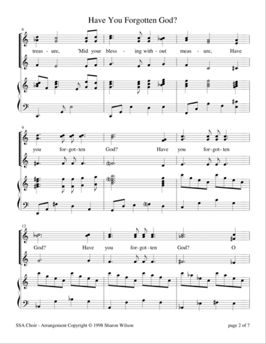 Have You Forgotten God? (for SSA or 3-Part Choir with Piano Accompaniment) SSA scores gallery preview page 5