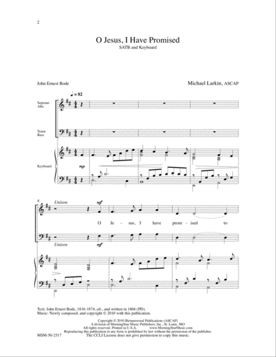O Jesus, I Have Promised O Jesus, I Have Promised 4-Part scores gallery preview page 2
