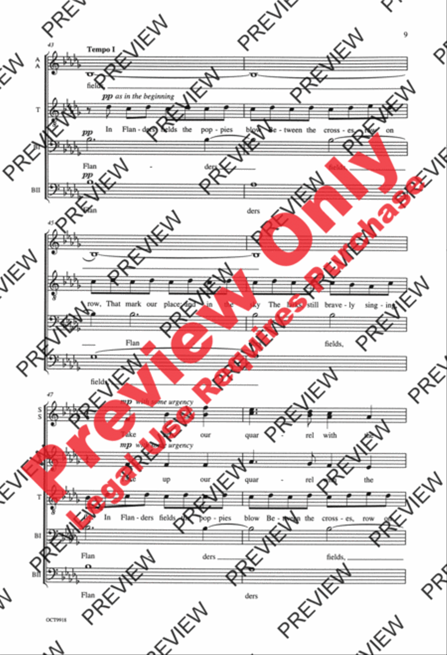 Flanders Fields 4-Part scores gallery preview page 9