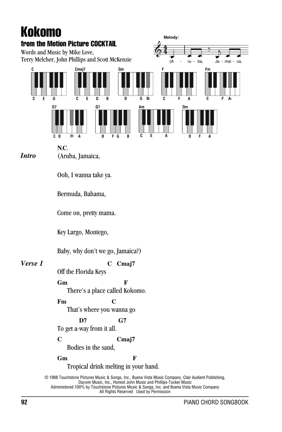 Kokomo Piano scores gallery preview page 1