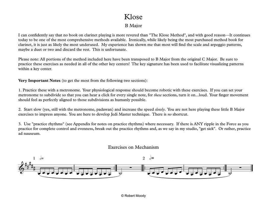 Klose B Major Clarinet Solo scores gallery preview page 1