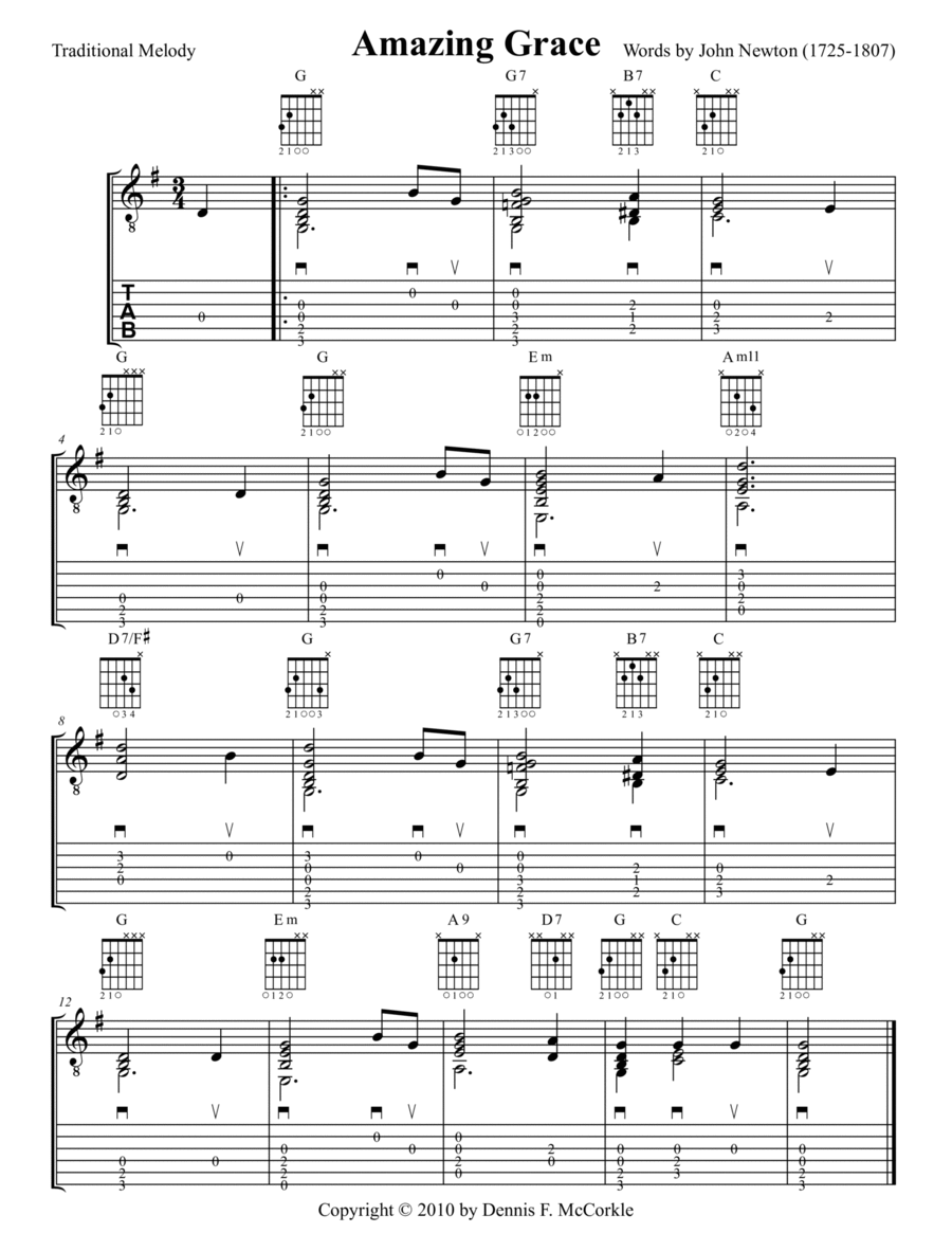 Amazing Grace Acoustic Guitar scores gallery preview page 1