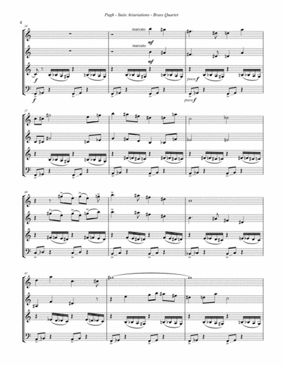 Suite Aviariations for Brass Quartet by Jim Pugh