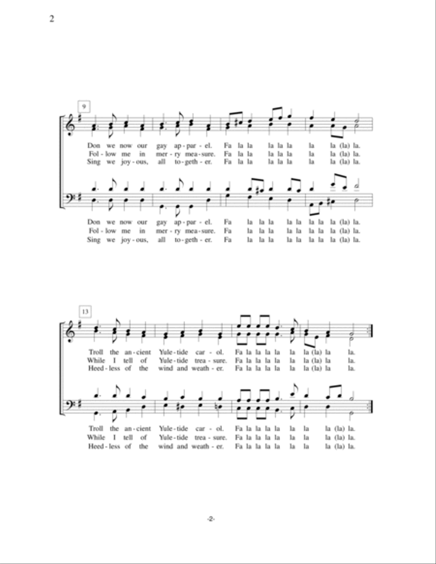 Deck the Hall 4-Part scores gallery preview page 2