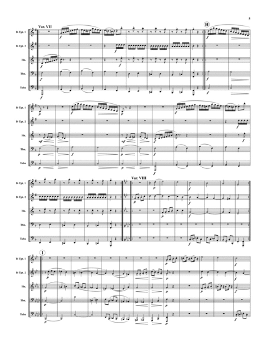 Twinkle, Twinkle Little Star Brass Quintet scores gallery preview page 5