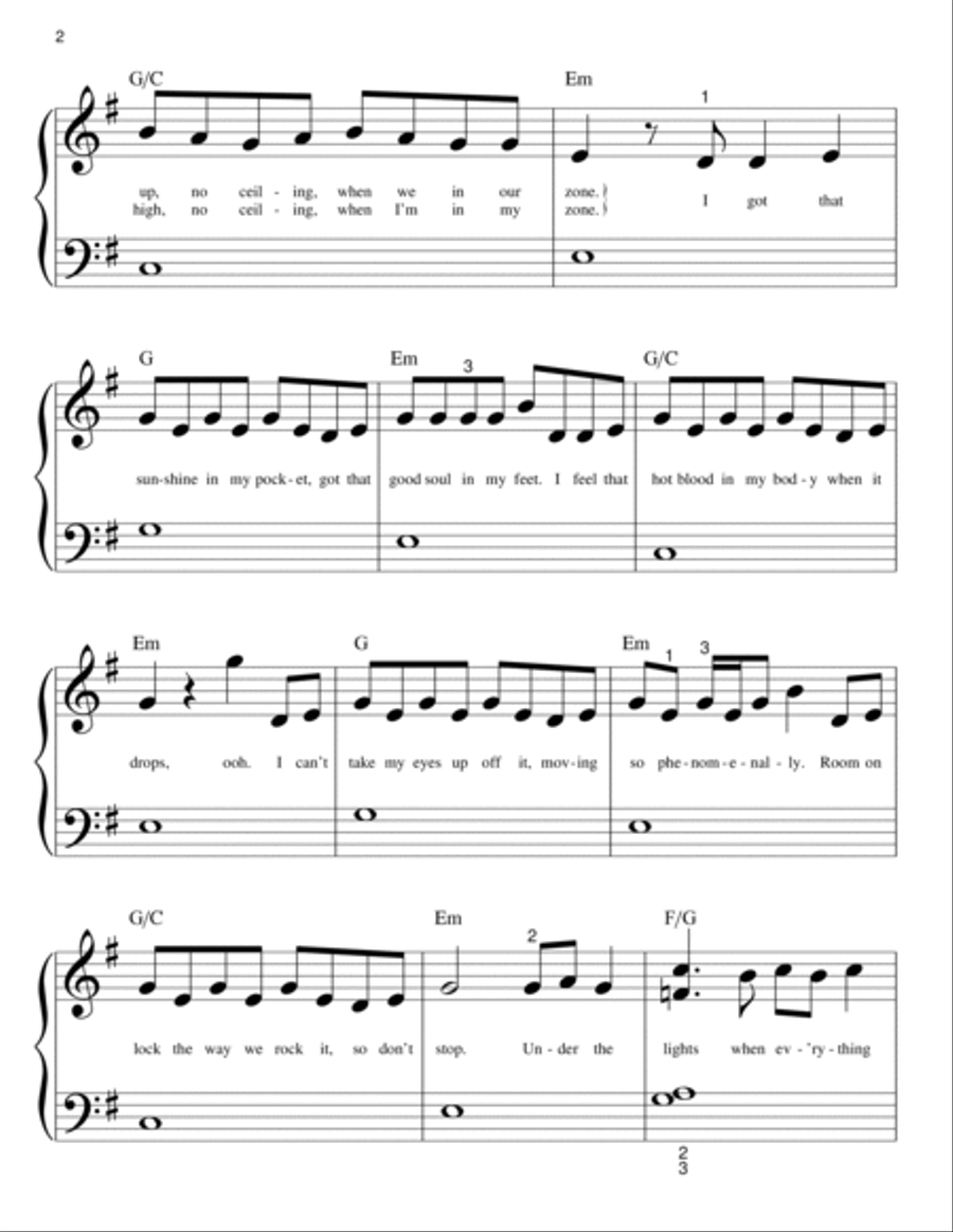 Can't Stop The Feeling Easy Piano scores gallery preview page 2