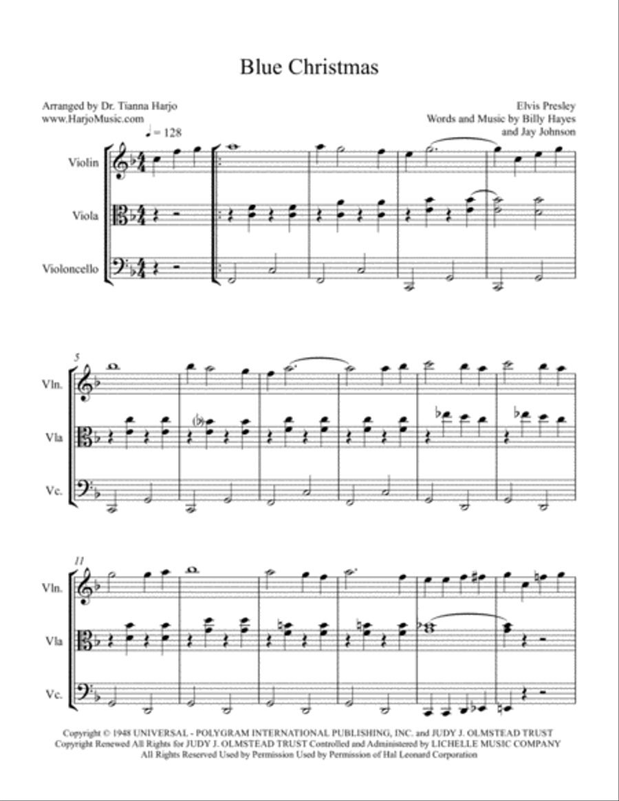 Blue Christmas String Trio scores gallery preview page 1