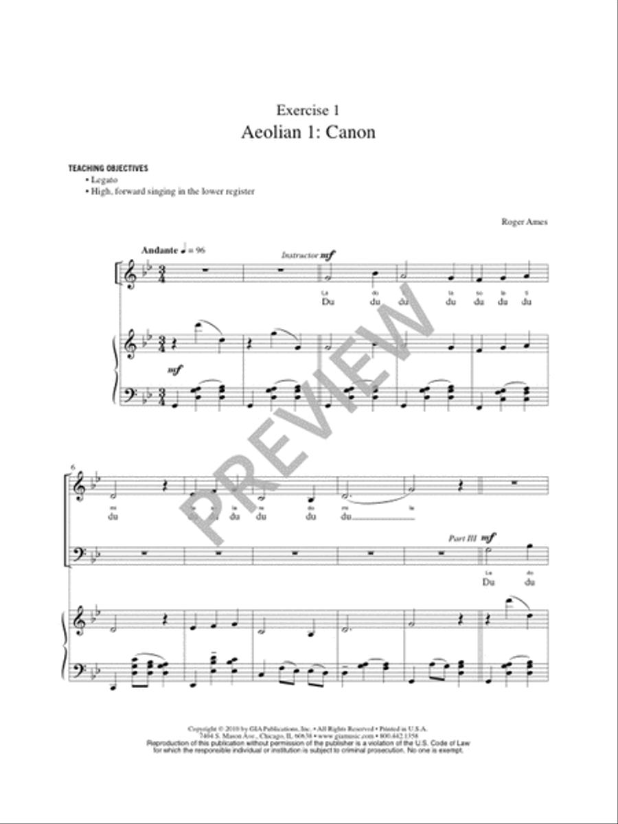 The Choral Warm-Up: Accompanied Modal Canons - Conductor's edition in Full Score with Teaching Objectives and CD Choir scores gallery preview page 8