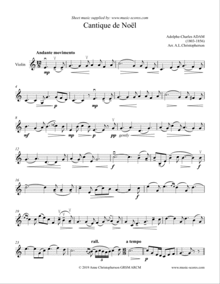 O Holy Night; Cantique de Noel - Violin Solo Violin Solo scores gallery preview page 1