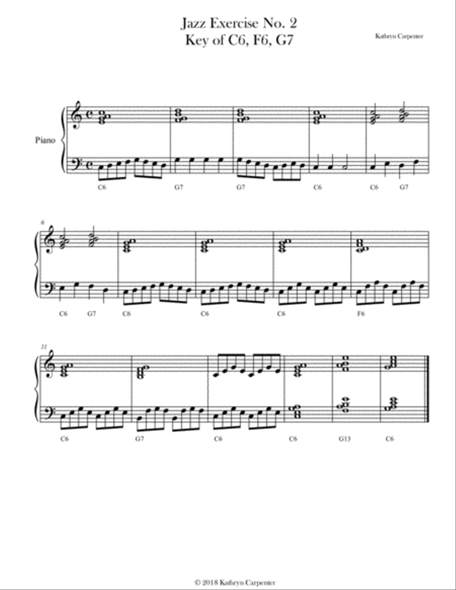 Jazz Exercise (C6, F6, G7) Piano Method scores gallery preview page 1