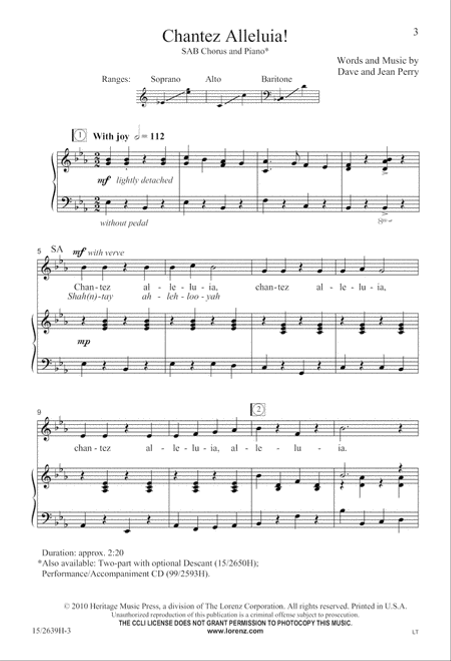 Chantez Alleluia! 3-Part scores gallery preview page 4