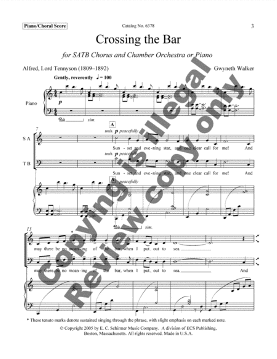 Crossing the Bar 4-Part scores gallery preview page 3