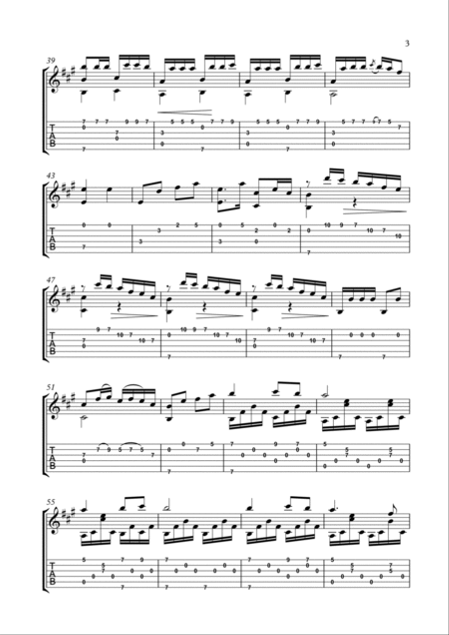 Moonlit Night on the Spring River - solo guitar Acoustic Guitar scores gallery preview page 3