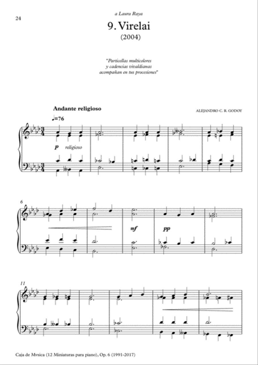 Caja de Mvsica, Op.6 (2017) 9. Virelai Piano Solo scores gallery preview page 1