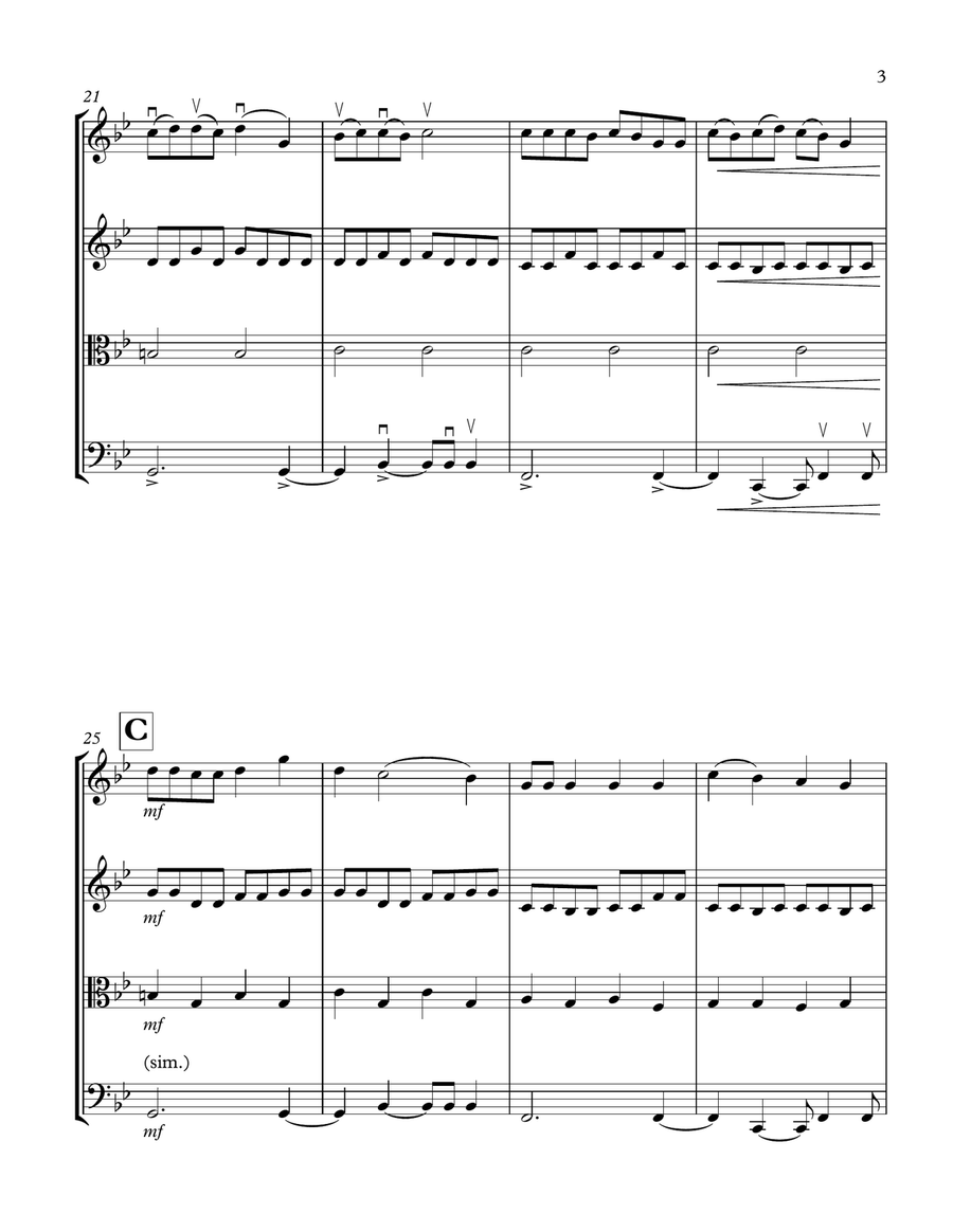 Old Town Road (remix) String Quartet scores gallery preview page 3
