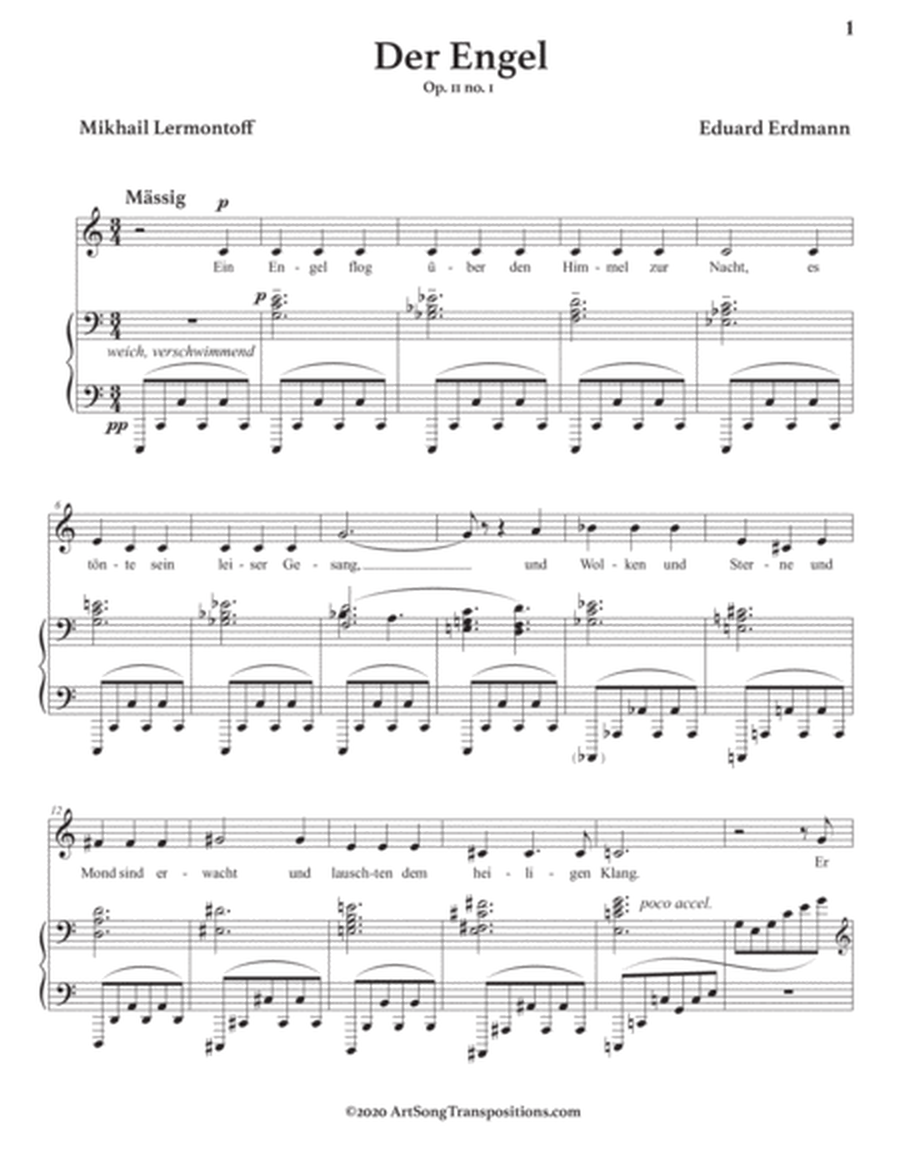 ERDMANN: Der Engel, Op. 11 no. 1 (transposed to C major)