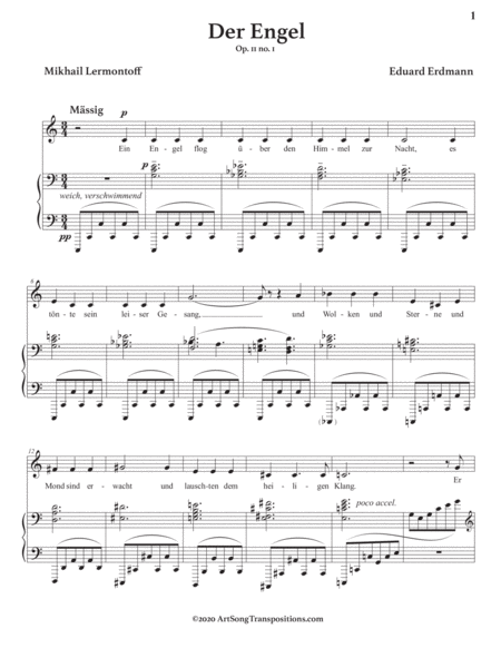 ERDMANN: Der Engel, Op. 11 no. 1 (transposed to C major)