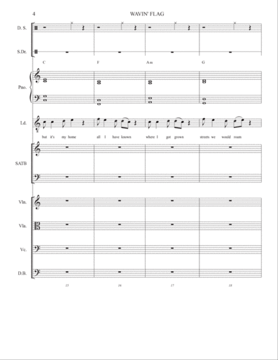 Wavin' Flag (main Version) Cello scores gallery preview page 5