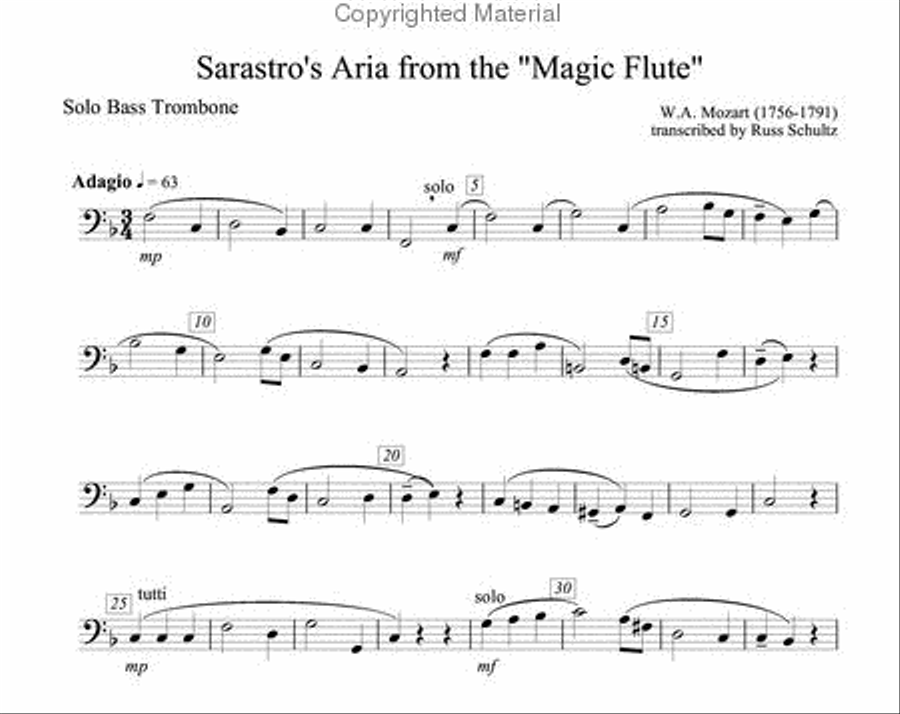 Sarastro’s Aria from Magic Flute for Trombone Quartet Trombone Quartet scores gallery preview page 5