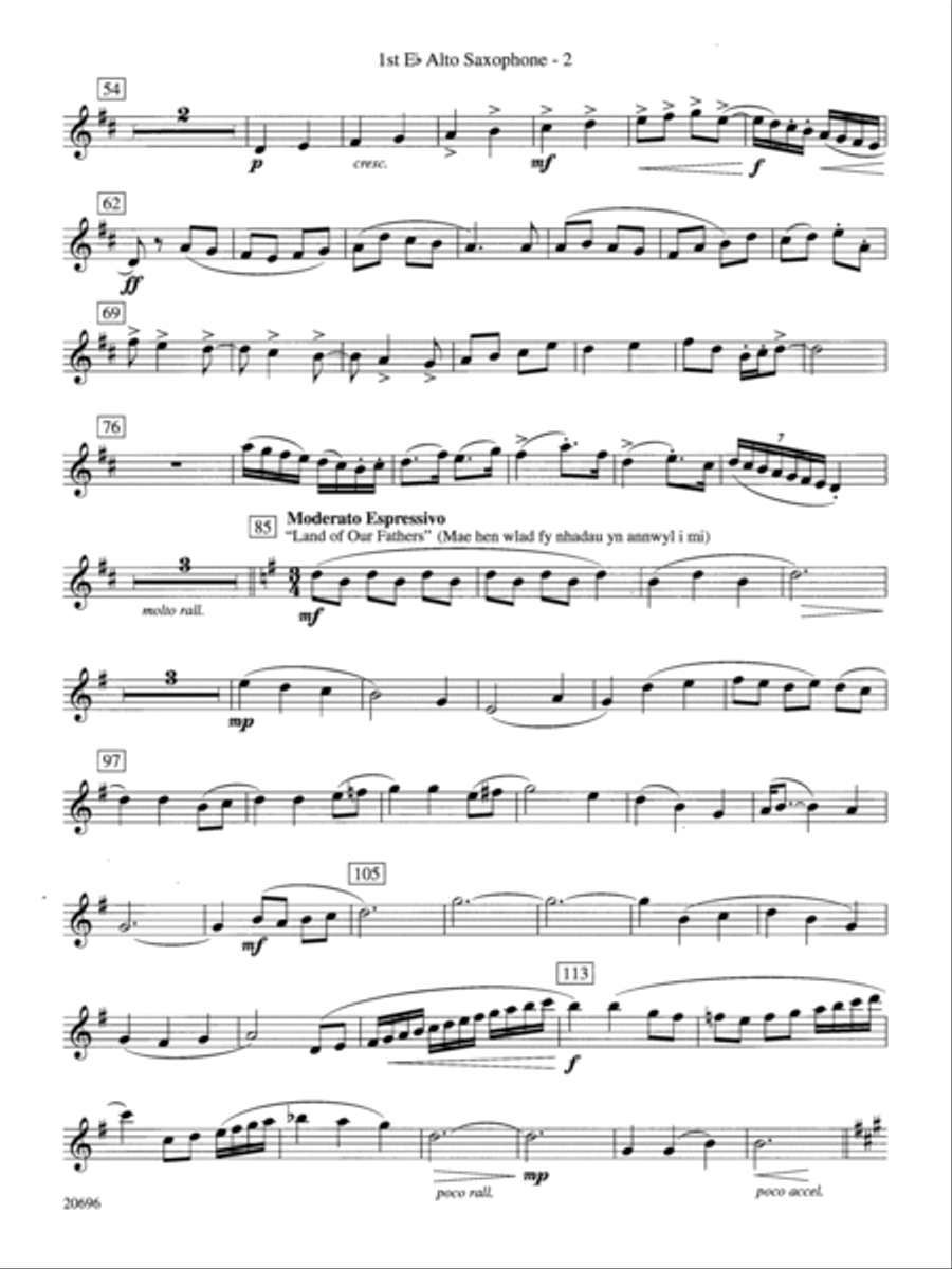Welsh Ayres & Dances: E-flat Alto Saxophone Concert Band scores gallery preview page 2
