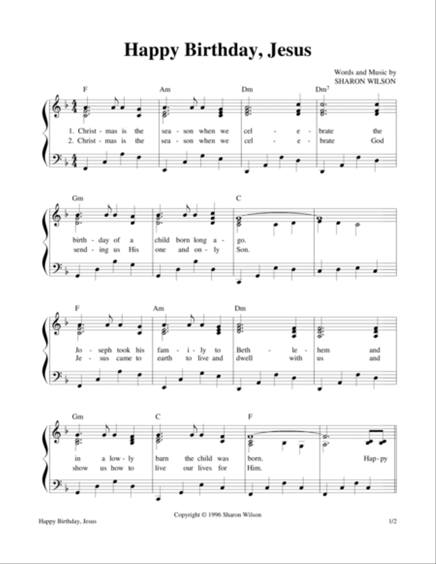Happy Birthday, Jesus Piano, Vocal, Guitar scores gallery preview page 1