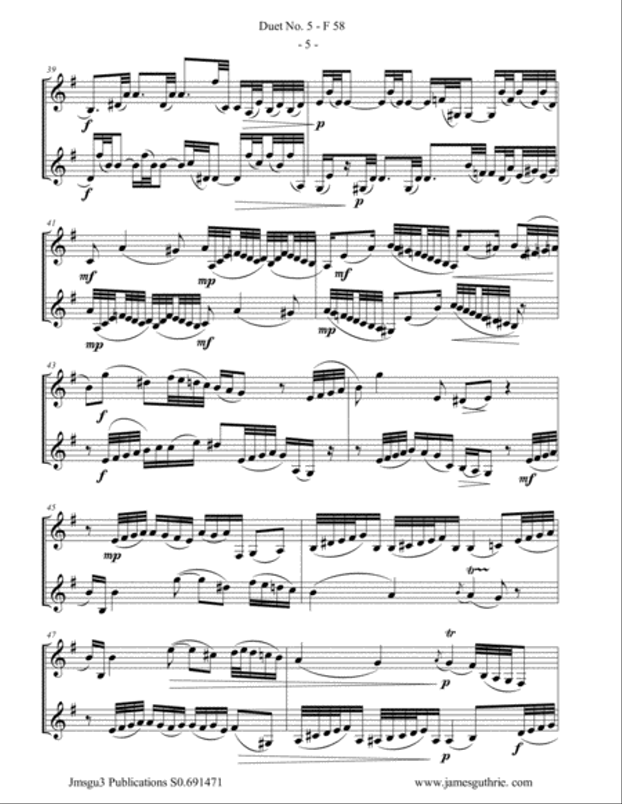 WF Bach: Duet No. 5 for Bass Clarinet Duo Clarinet Duet scores gallery preview page 5