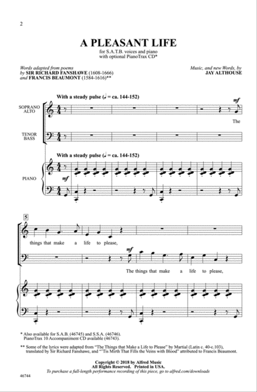 A Pleasant Life A Pleasant Life Choir scores gallery preview page 1