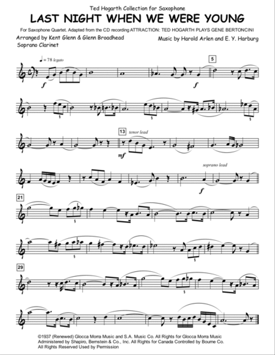 Last Night When We Were Young Saxophone Quartet scores gallery preview page 4