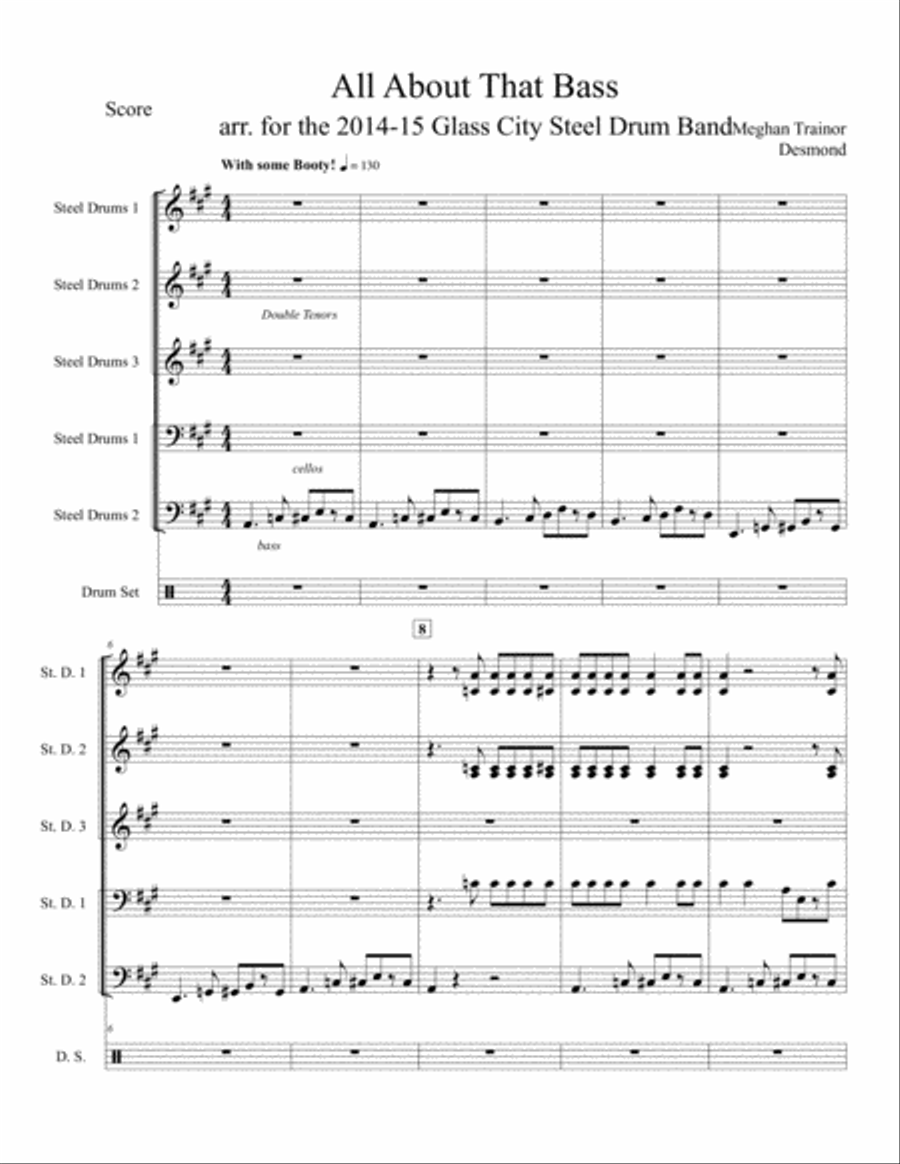All About That Bass Steel Pan scores gallery preview page 1