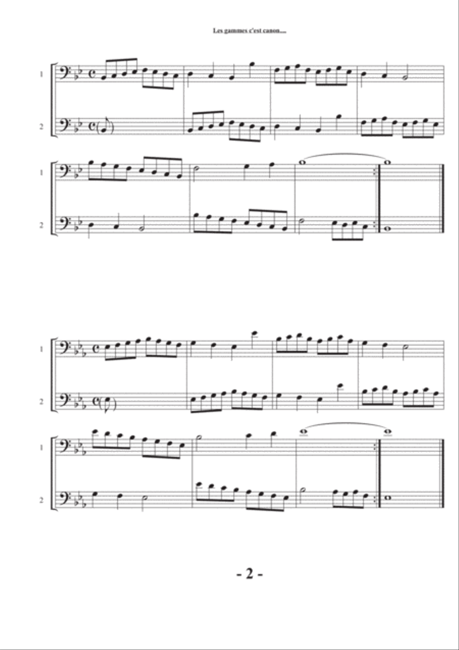 Les gammes c'est canon - Canon musical scales - Bass clef Brass Duet scores gallery preview page 3
