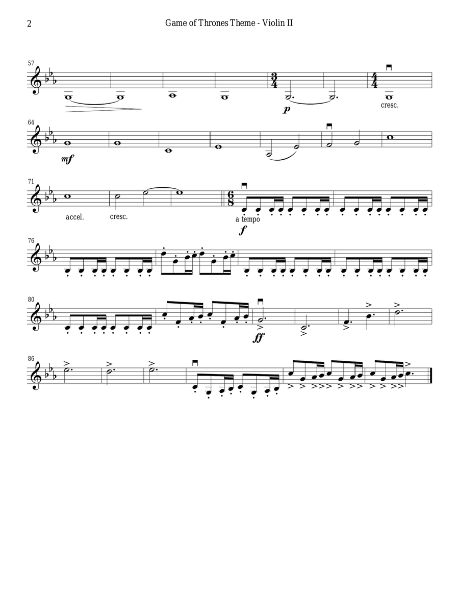 Game Of Thrones String Quartet scores gallery preview page 4