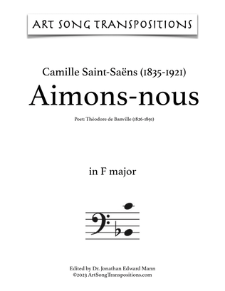 Book cover for SAINT-SAËNS: Aimons-nous (transposed to F major, bass clef)
