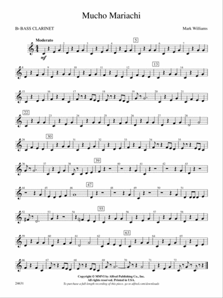 Mucho Mariachi: B-flat Bass Clarinet Concert Band scores gallery preview page 1