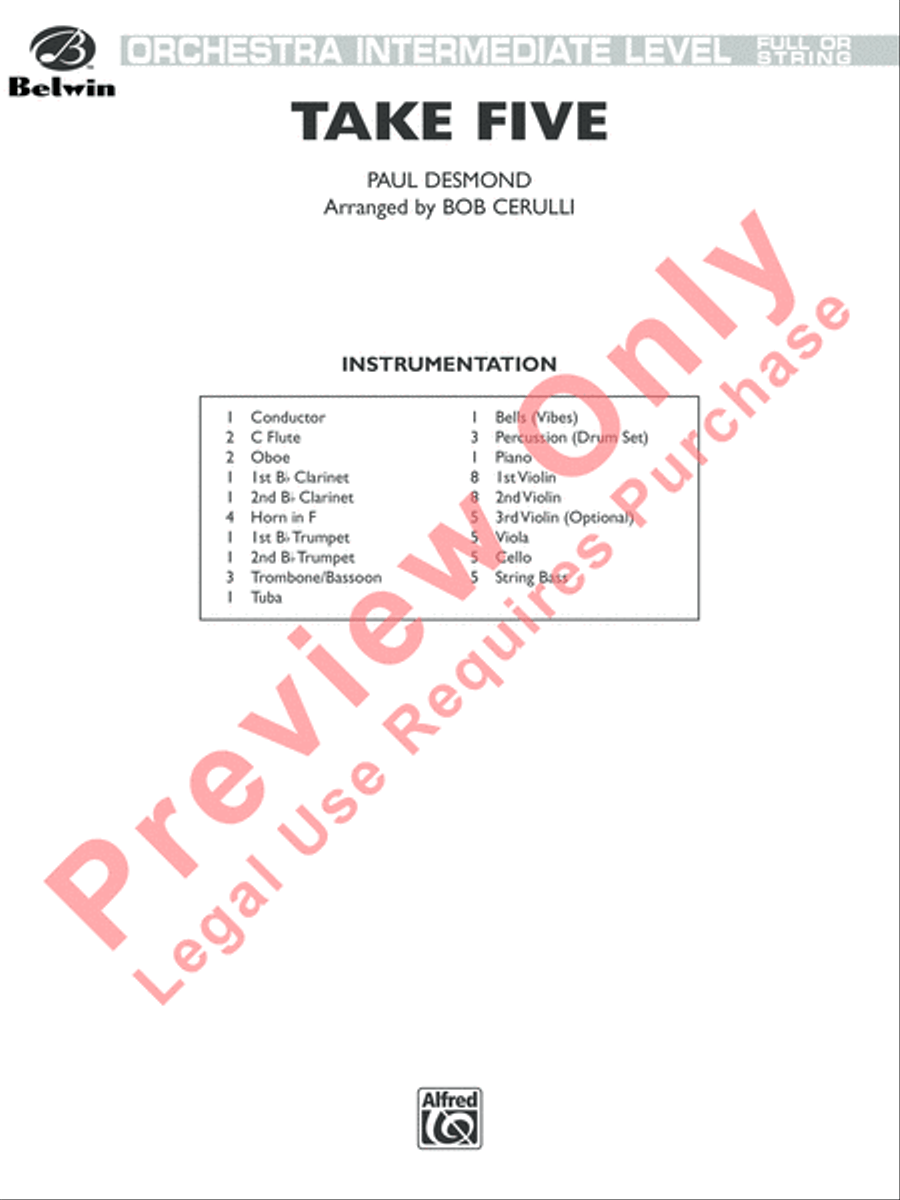 Take Five Take Five Full Orchestra scores gallery preview page 2