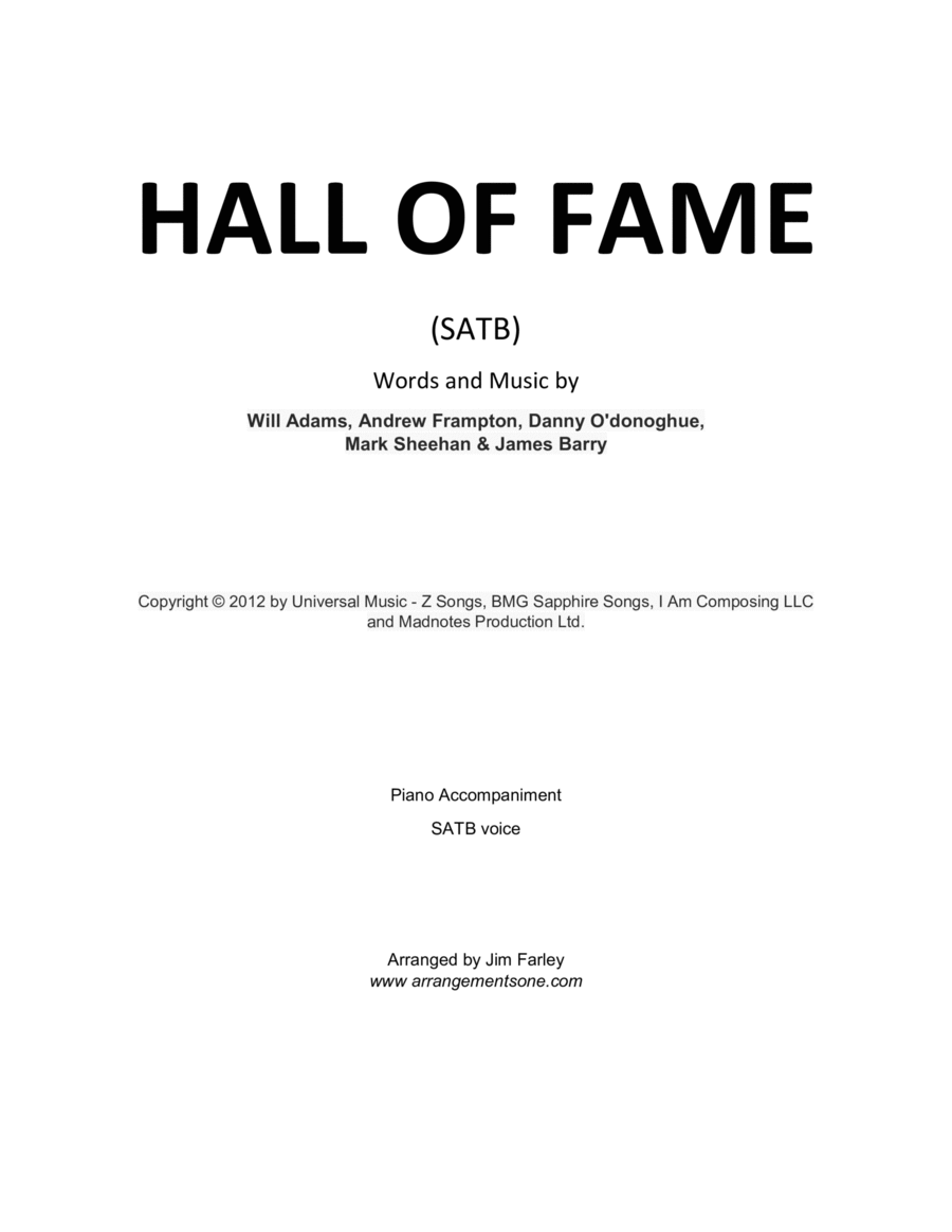 Hall Of Fame 4-Part scores gallery preview page 1