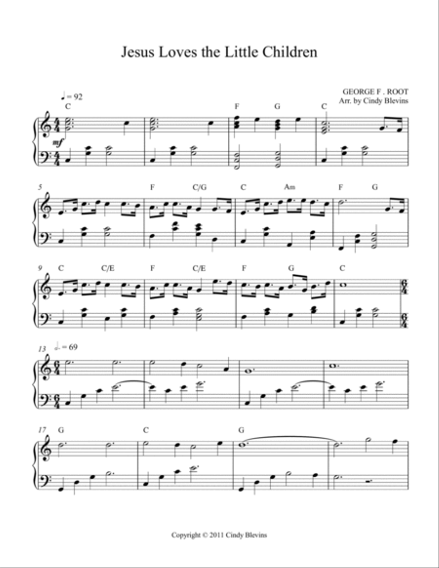 Jesus Loves the Little Children, for Lever or Pedal Harp Pedal Harp scores gallery preview page 2