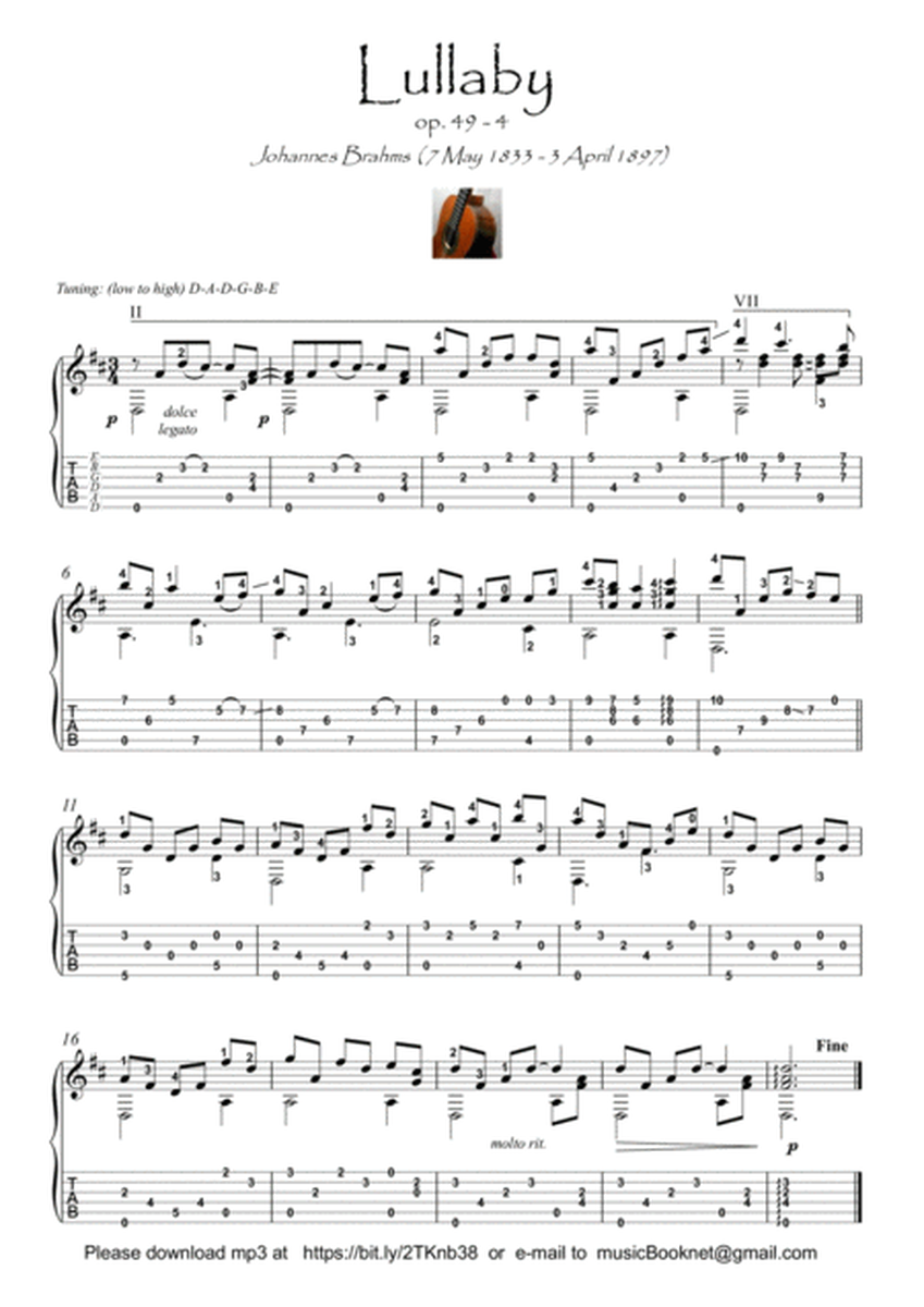 Lullaby by Brahms guitar solo image number null