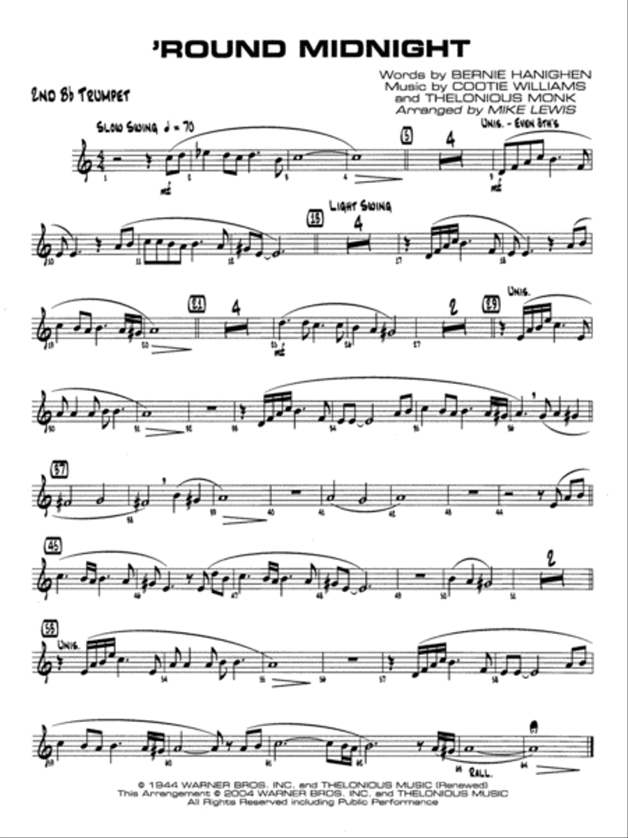 'Round Midnight: 2nd B-flat Trumpet Jazz Ensemble scores gallery preview page 1