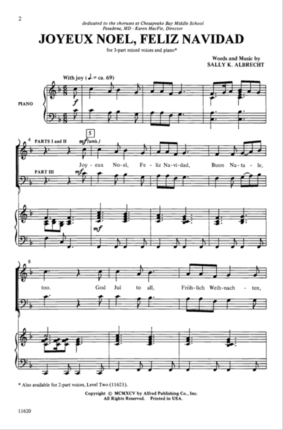 Joyeux Noel, Feliz Navidad 3-Part scores gallery preview page 9