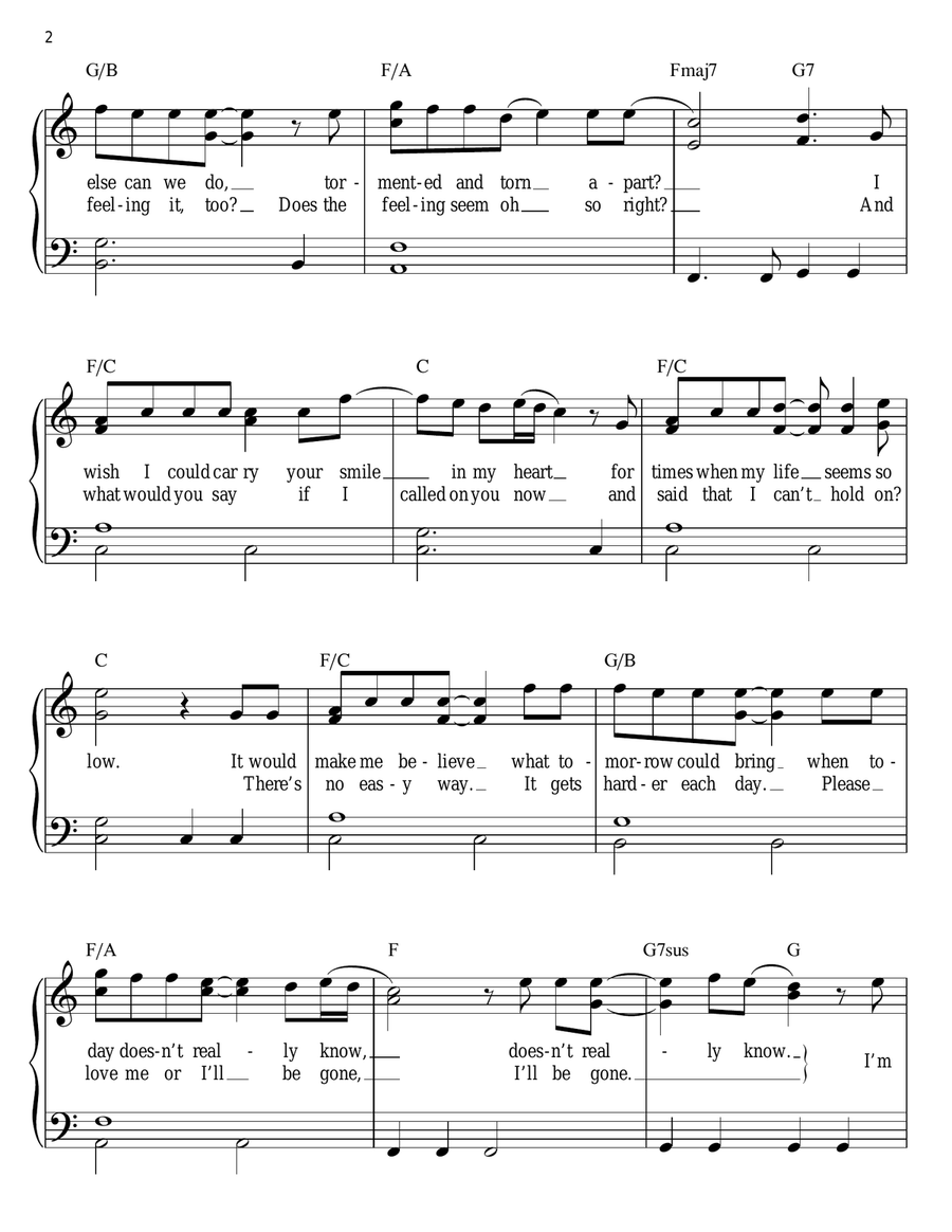 All Out Of Love Easy Piano scores gallery preview page 2