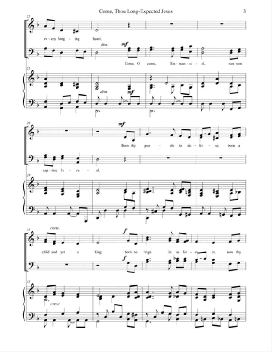 Come, Thou Long Expected Jesus 4-Part scores gallery preview page 3