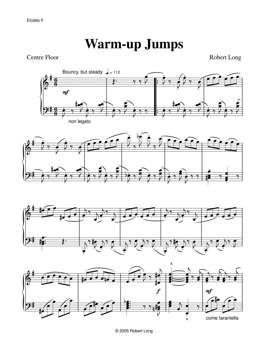 Ballet Piano Sheet Music: Warm-up Jumps from Etudes II Piano Method scores gallery preview page 1
