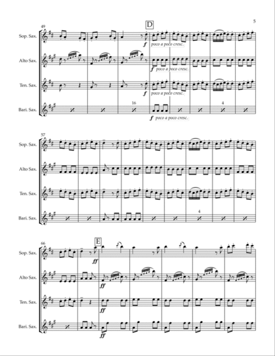 Farandole from L'Arlesienne for Saxophone Quartet Saxophone Quartet scores gallery preview page 5