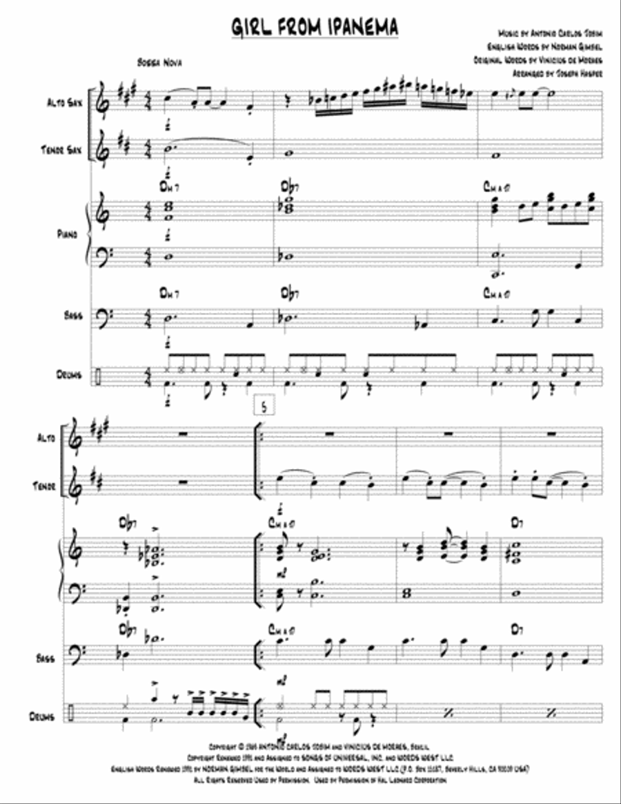 The Girl From Ipanema (Garota De Ipanema) Jazz Ensemble scores gallery preview page 2