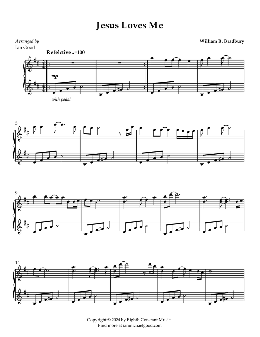 Jesus Loves Me (new age piano) Piano Solo scores gallery preview page 1